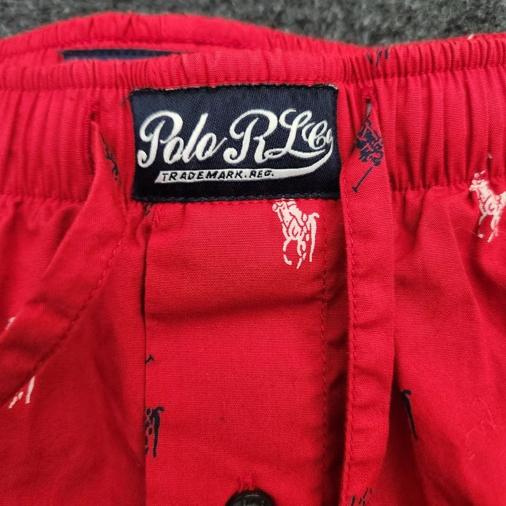 Polo Ralph Lauren Men's L Red All Over Pony Print Cotton Knit Lounge Sleep Pants
